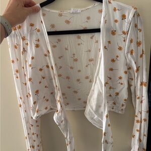 Floral White and Yellow Women's Top